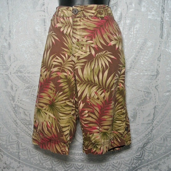 Caribbean Joe Pants - Caribbean Joe Tropical Palm Capri Shorts 14